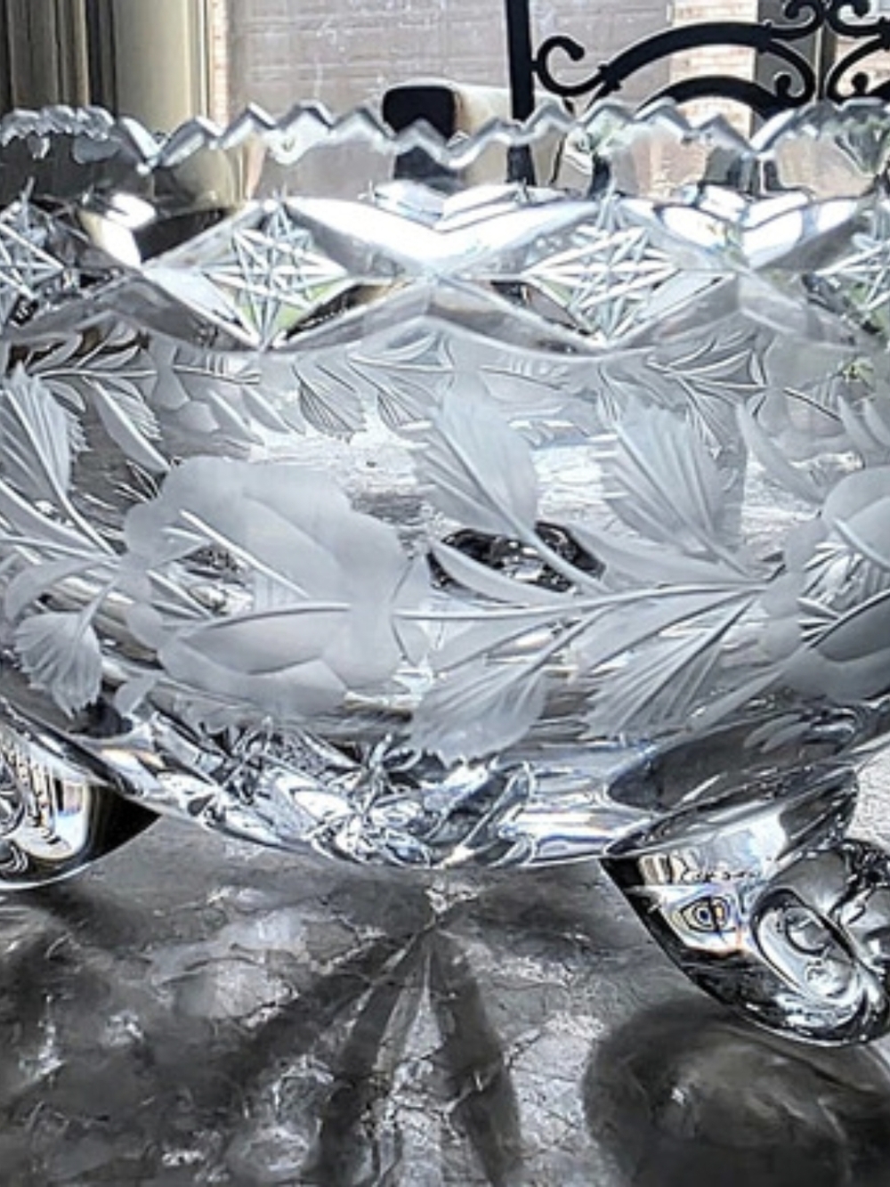 Clear Cut Glass Decorative Bowl